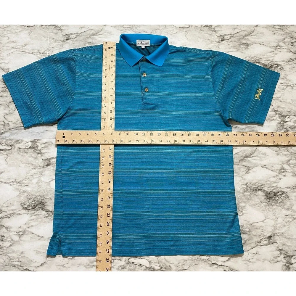 Nick Price Cool Luxe Golf Polo Mens Shirt Size M Multicolor Striped Short Sleeve